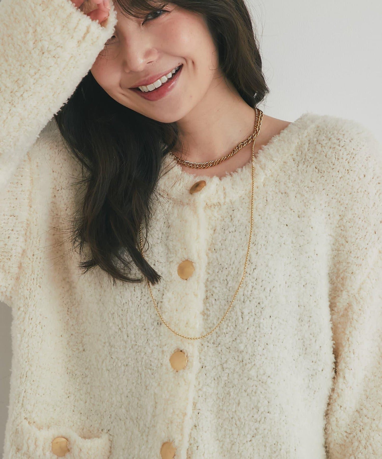 【適度休閒感】羊毛絨針織夾克開衫