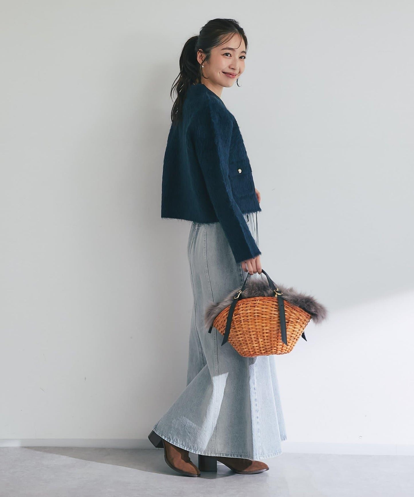 【ON・OFF兩用】帶領拼接針織夾克開衫