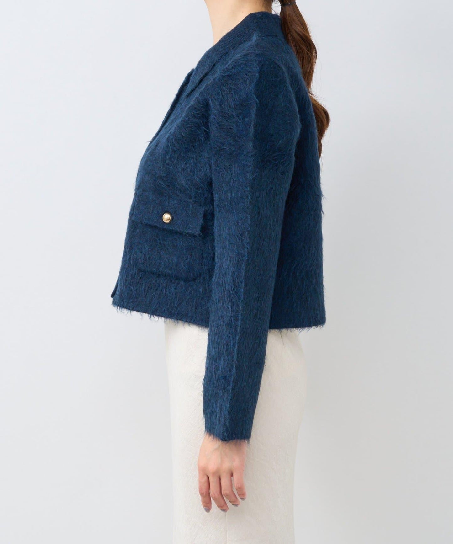 【ON・OFF兩用】帶領拼接針織夾克開衫