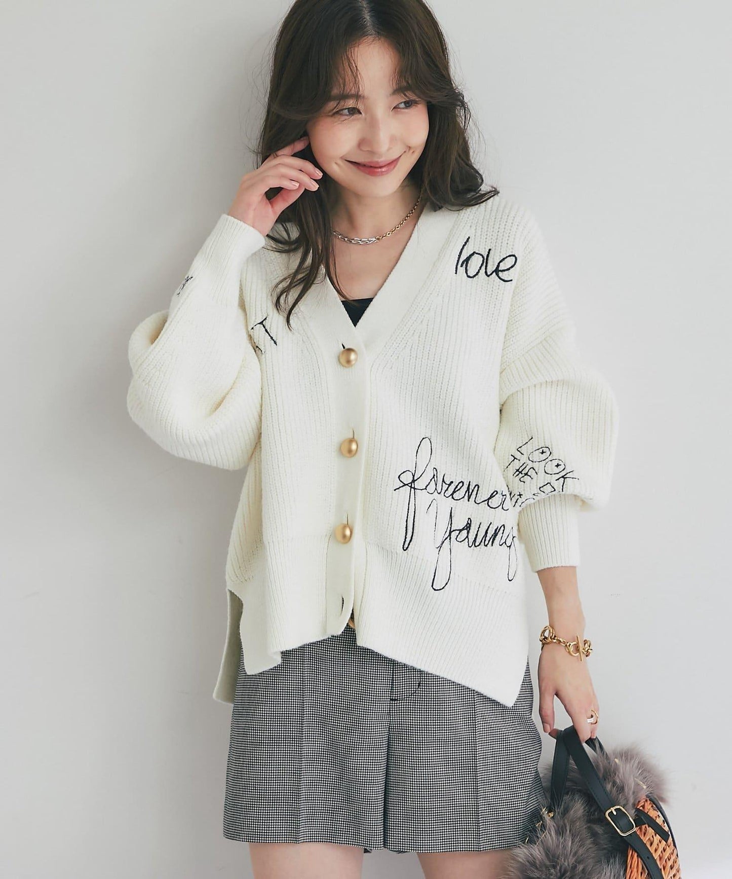 【大人玩趣】手寫風格標誌刺繡單面羅紋開衫