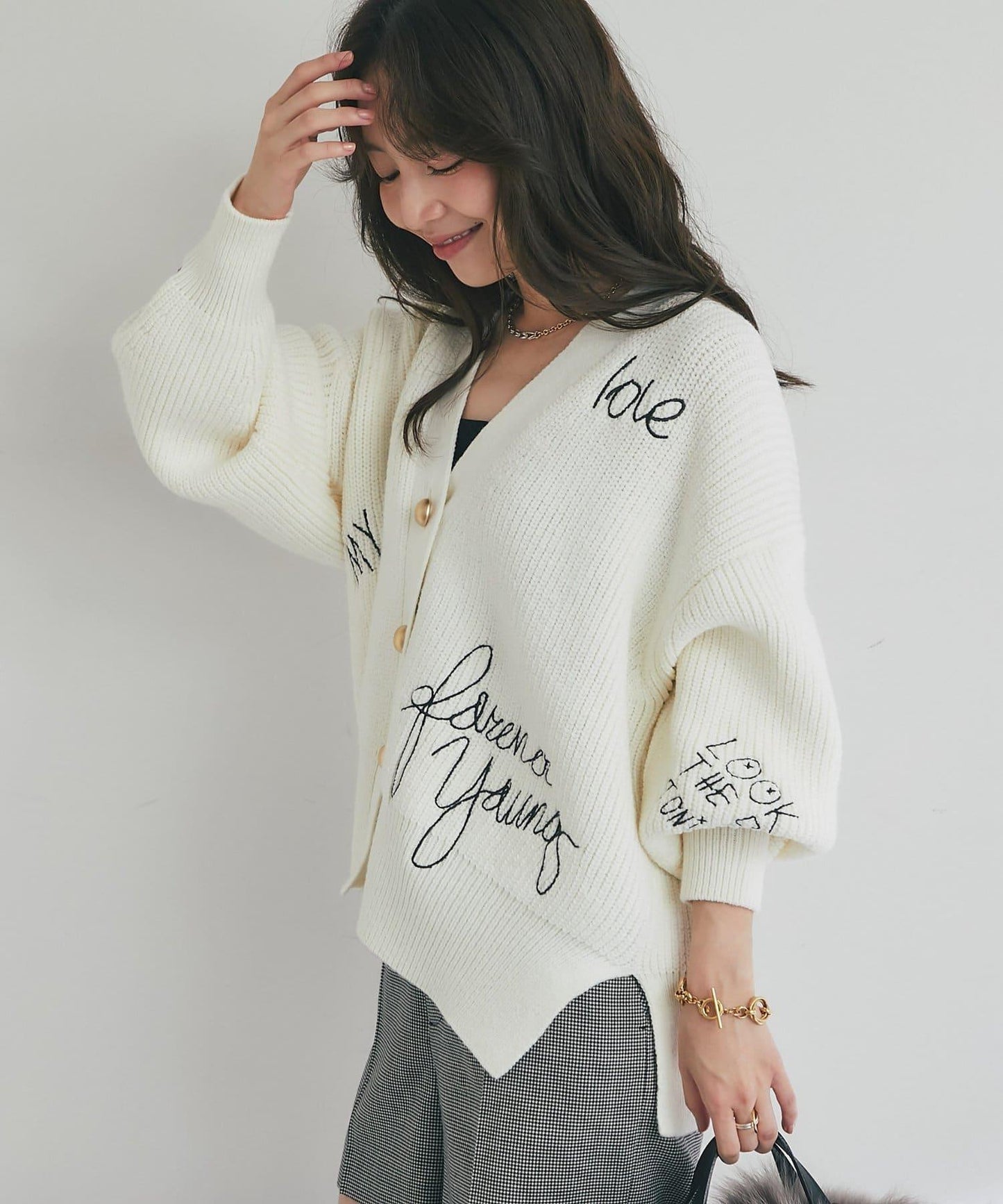 【大人玩趣】手寫風格標誌刺繡單面羅紋開衫