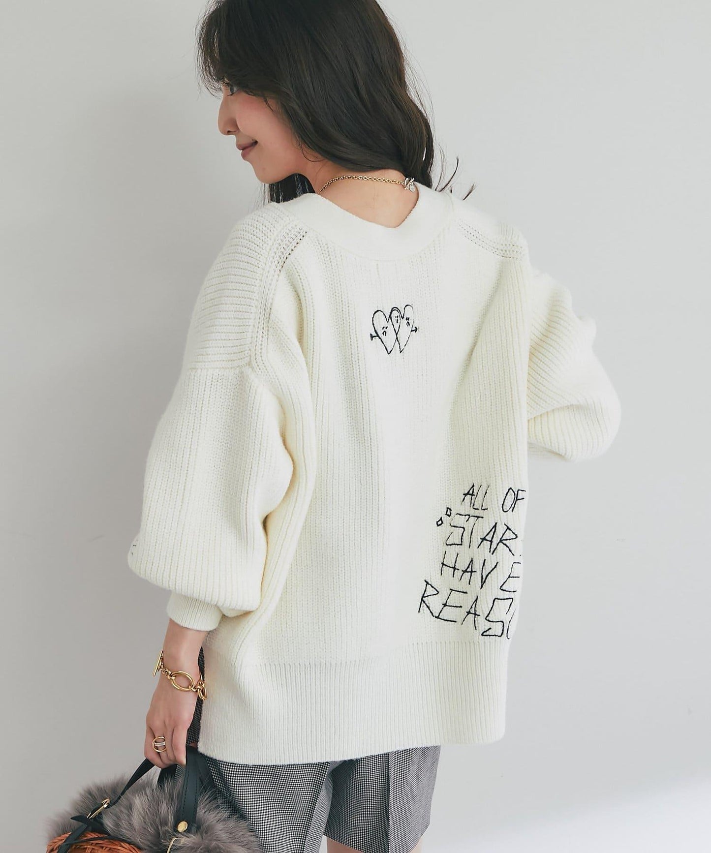 【大人玩趣】手寫風格標誌刺繡單面羅紋開衫