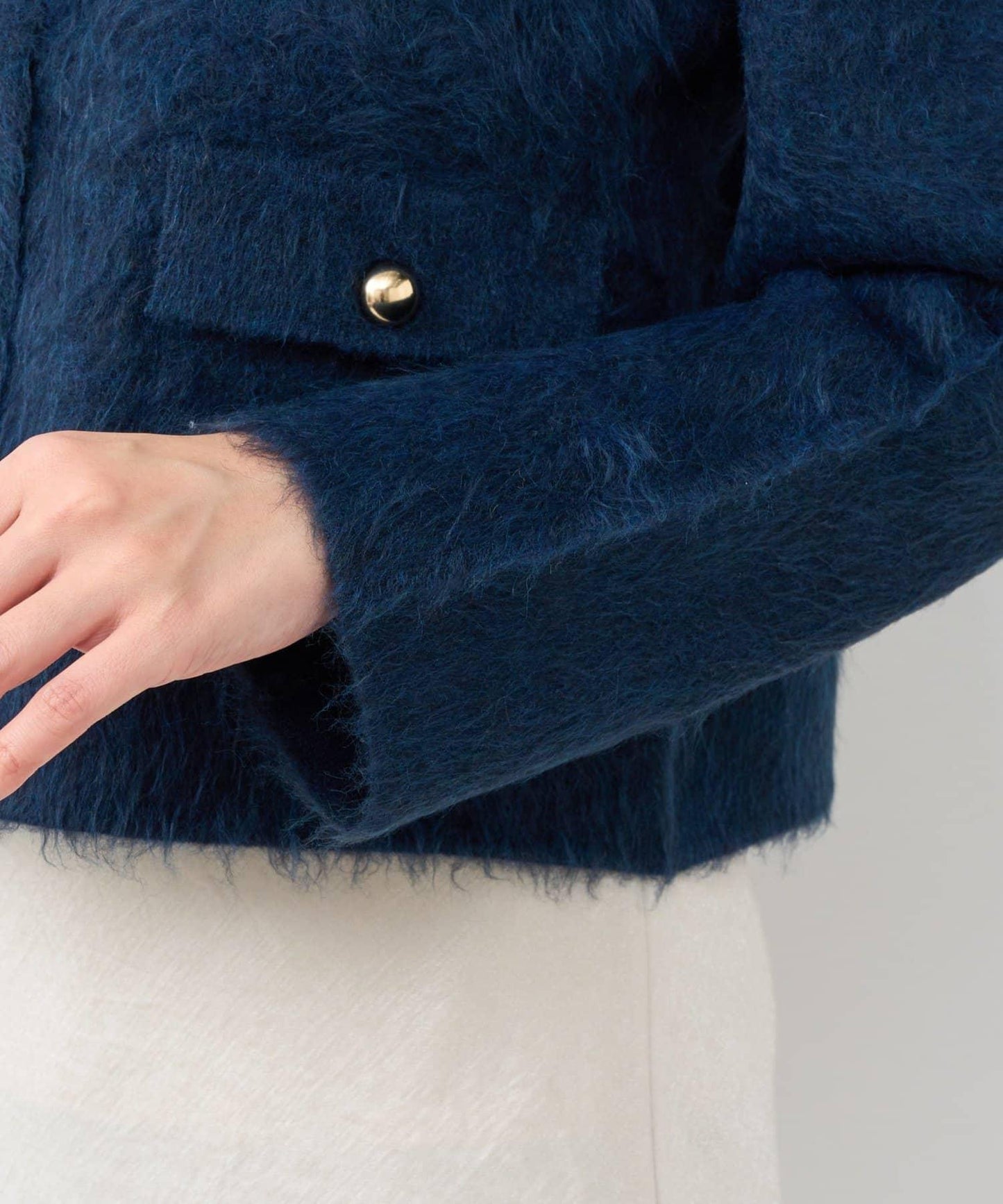 【ON・OFF兩用】帶領拼接針織夾克開衫