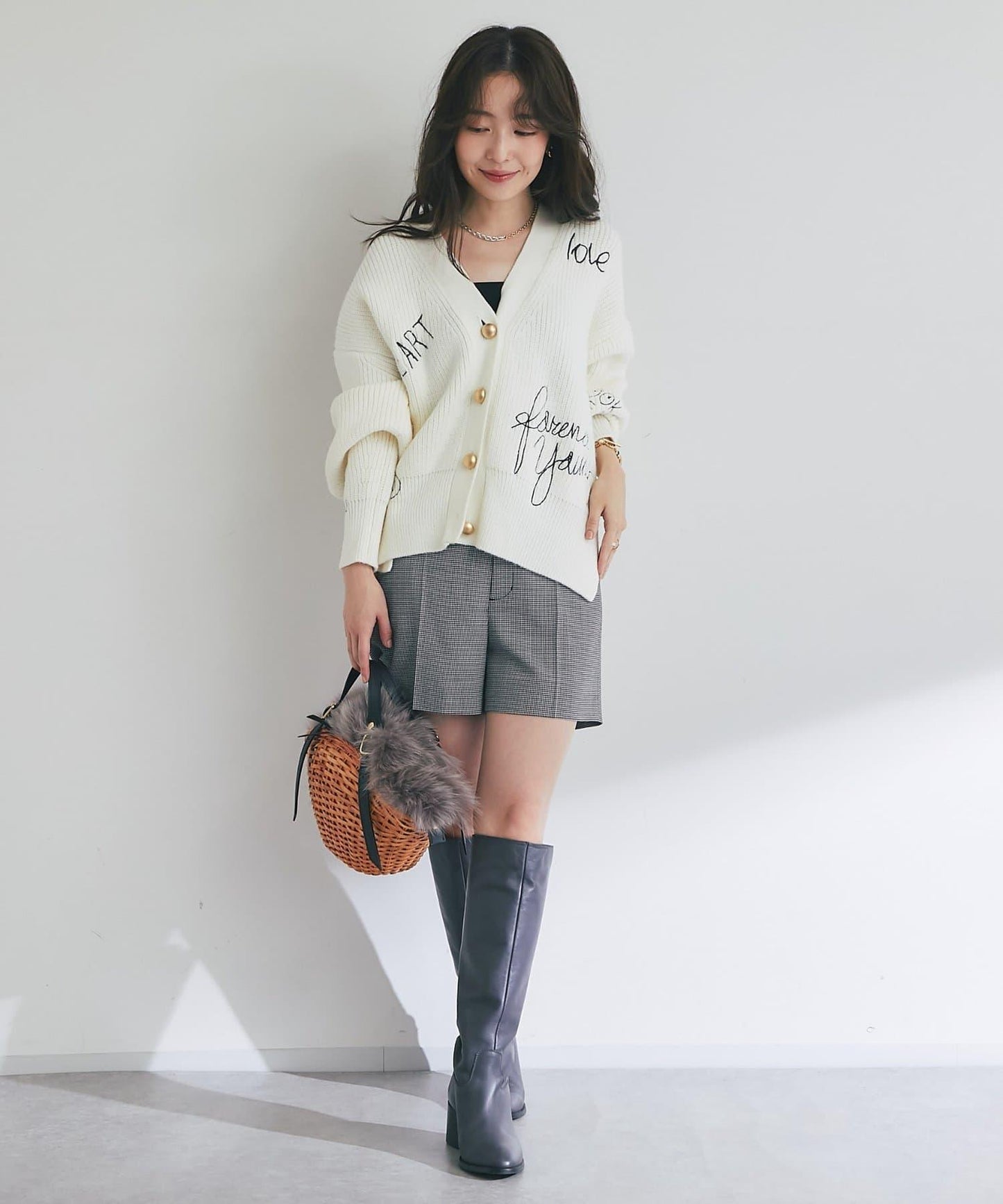 【大人玩趣】手寫風格標誌刺繡單面羅紋開衫