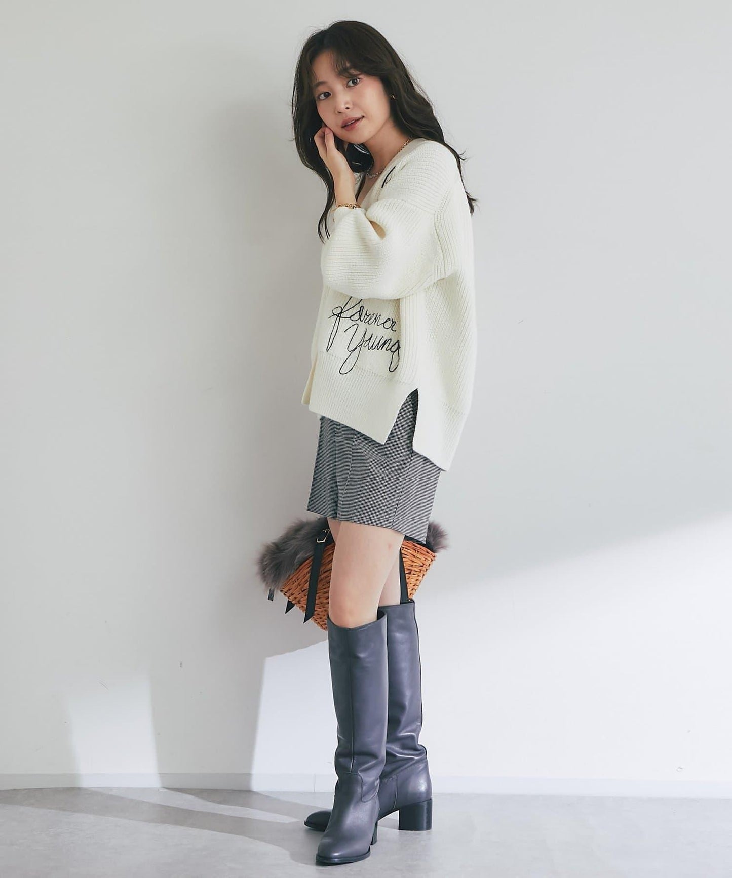 【大人玩趣】手寫風格標誌刺繡單面羅紋開衫