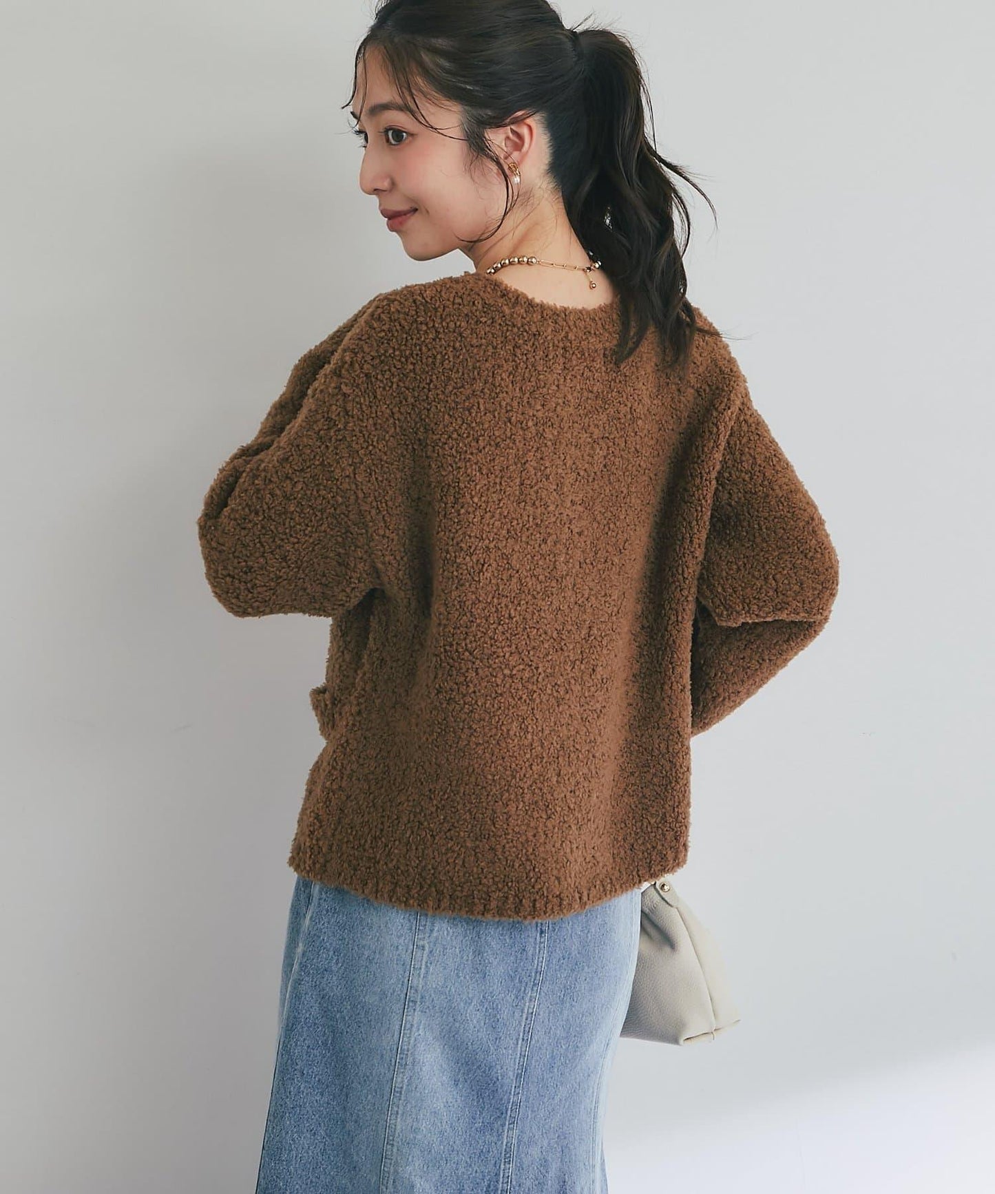 【適度休閒感】羊毛絨針織夾克開衫