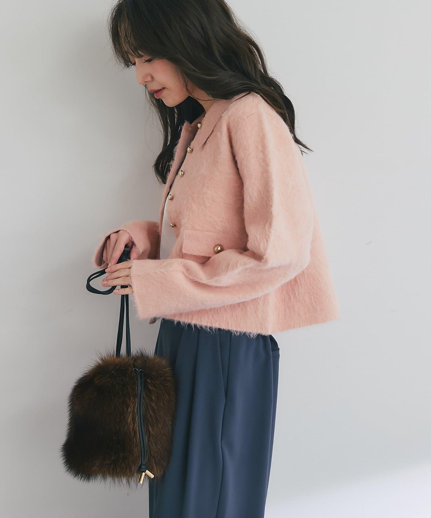 【ON・OFF兩用】帶領拼接針織夾克開衫