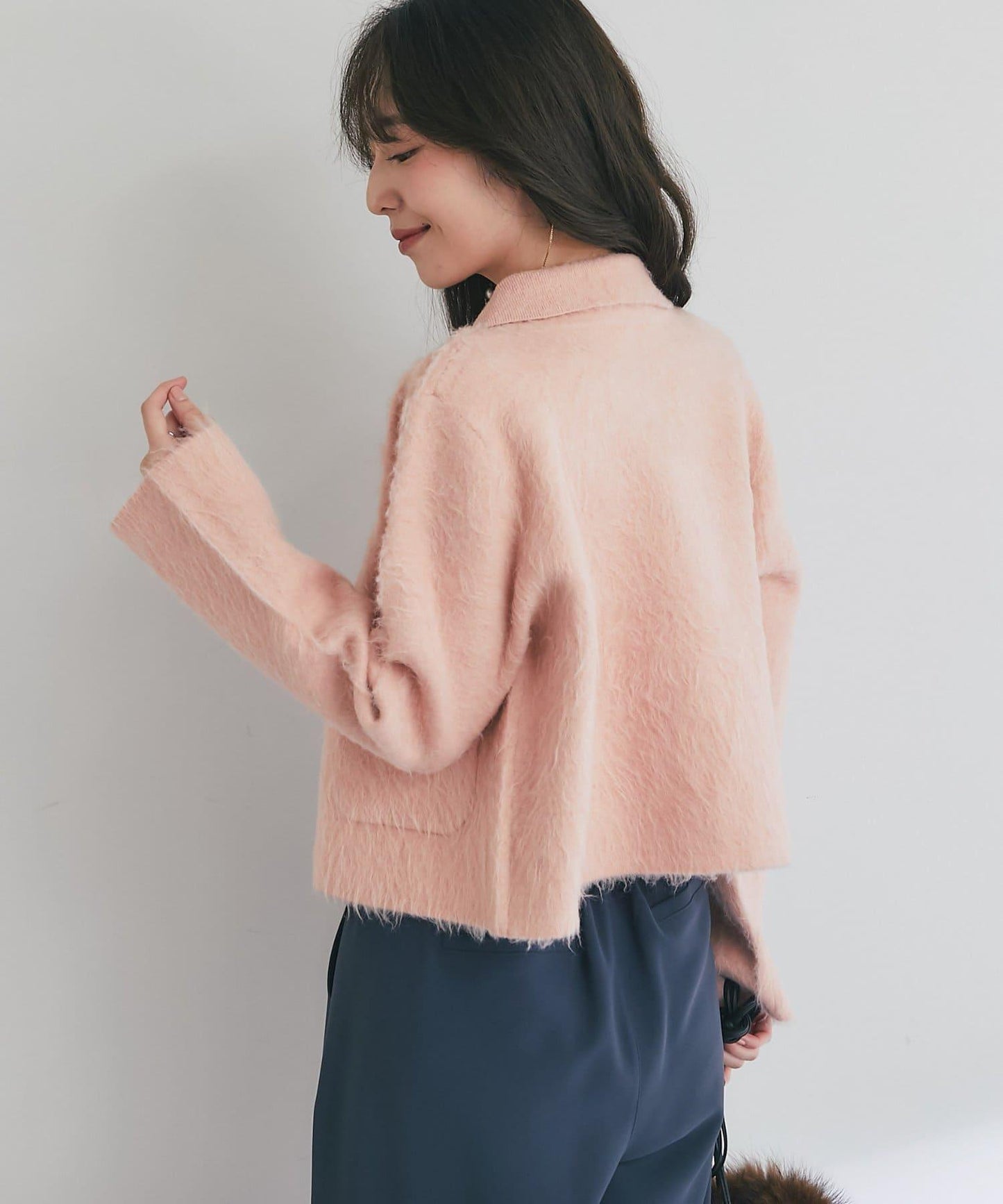 【ON・OFF兩用】帶領拼接針織夾克開衫