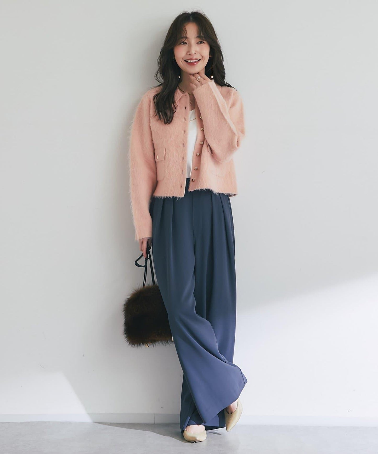 【ON・OFF兩用】帶領拼接針織夾克開衫