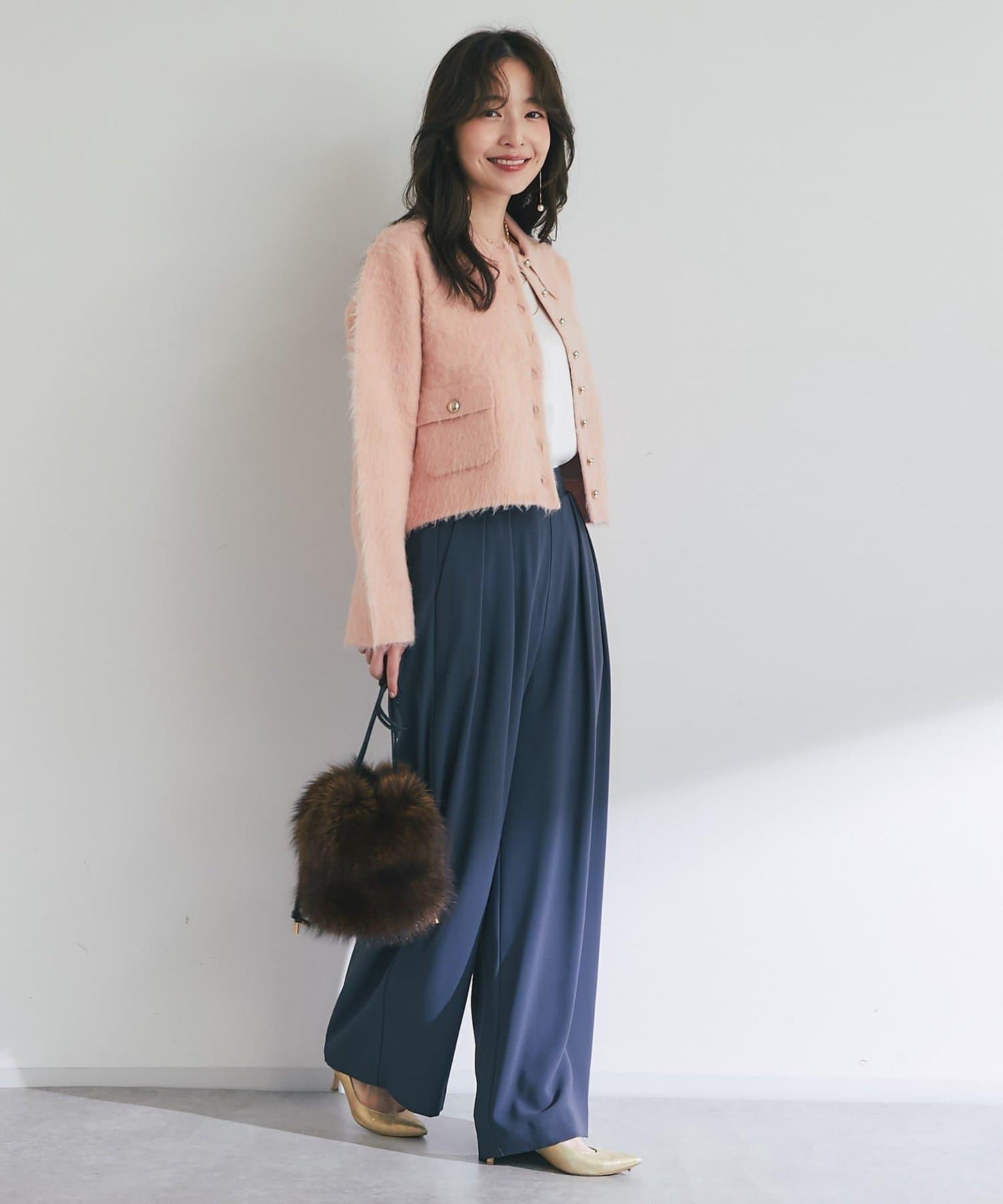 【ON・OFF兩用】帶領拼接針織夾克開衫