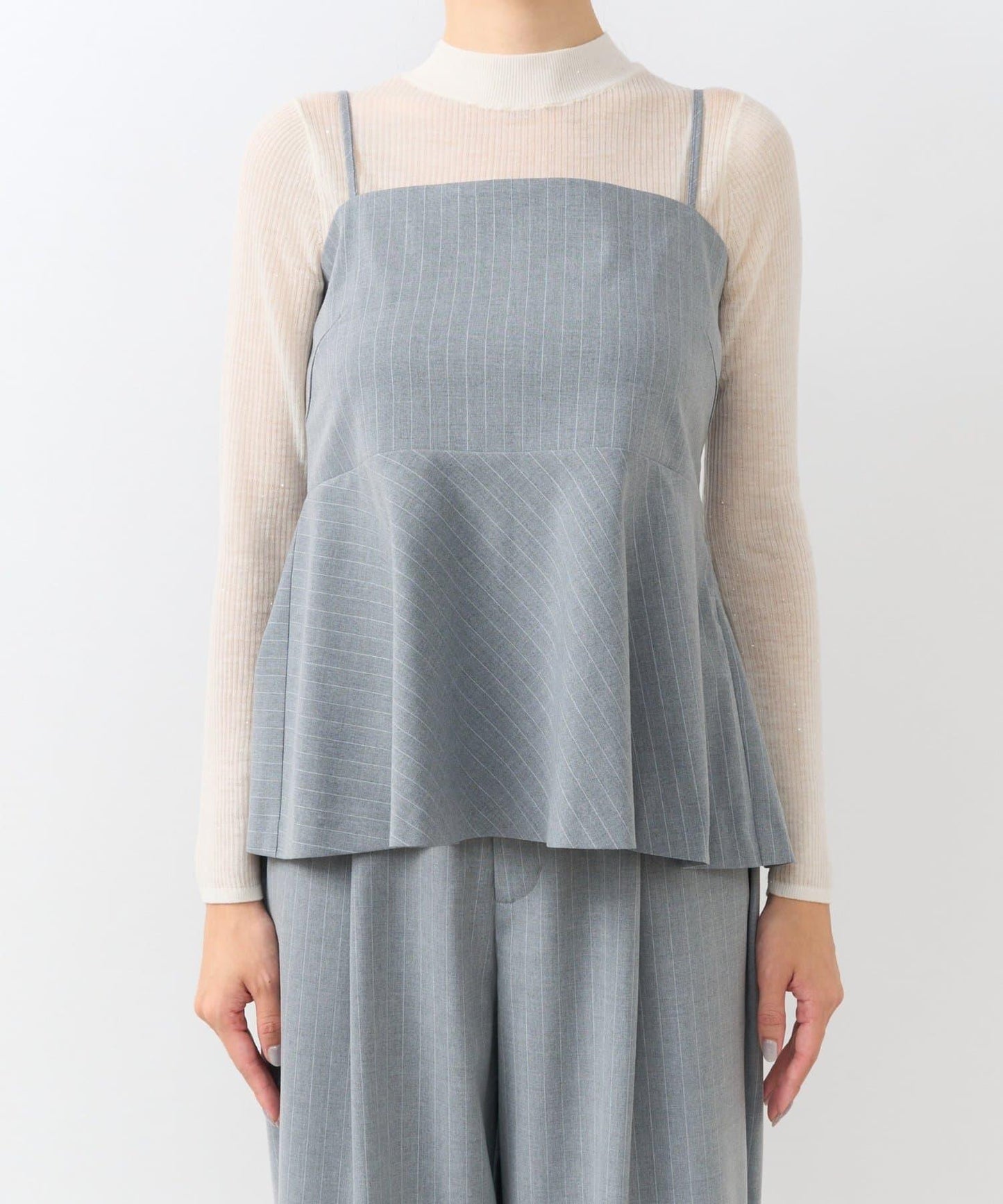 【可成套穿搭・顯瘦搭配】條紋後繫帶吊帶