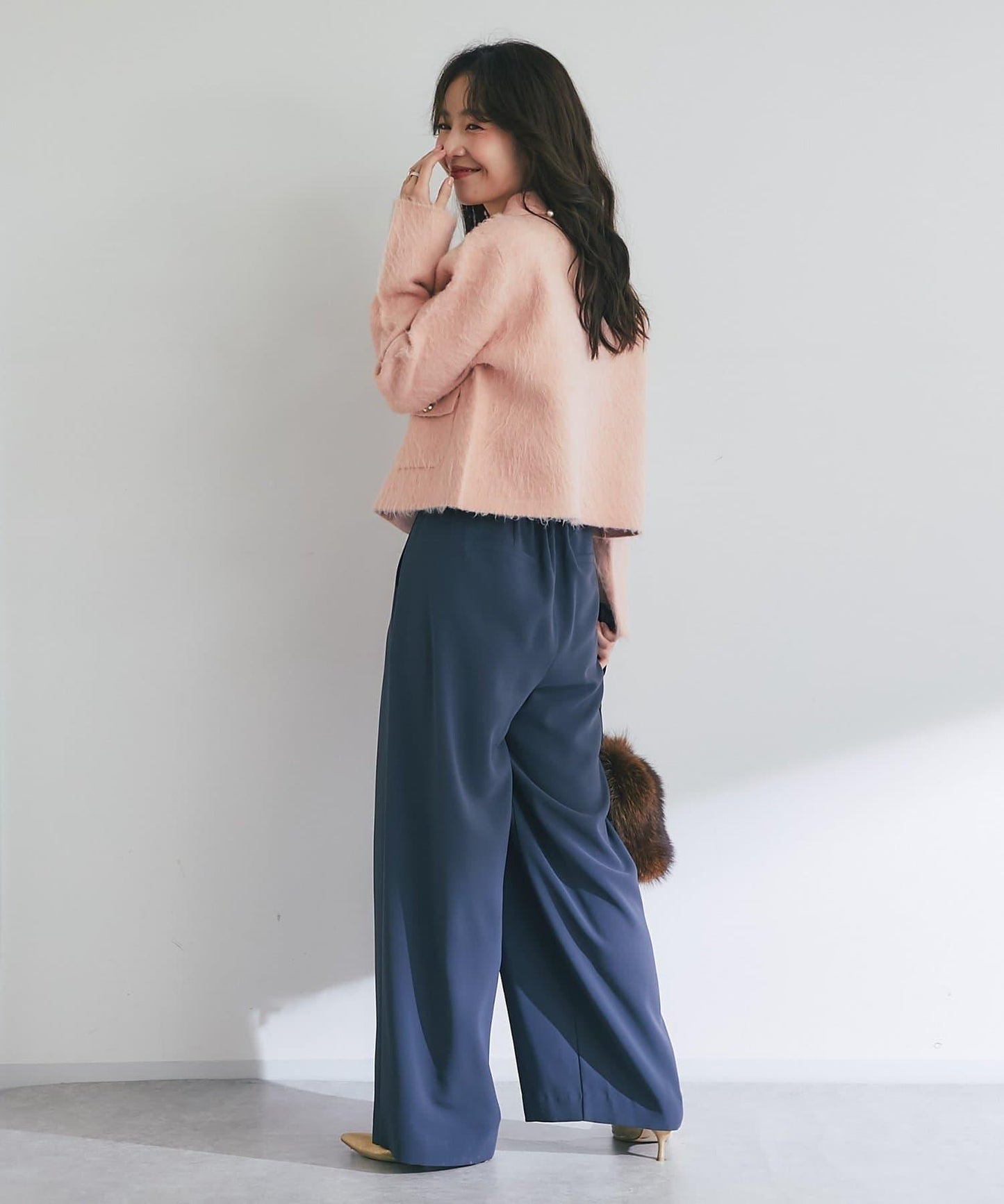 【ON・OFF兩用】帶領拼接針織夾克開衫