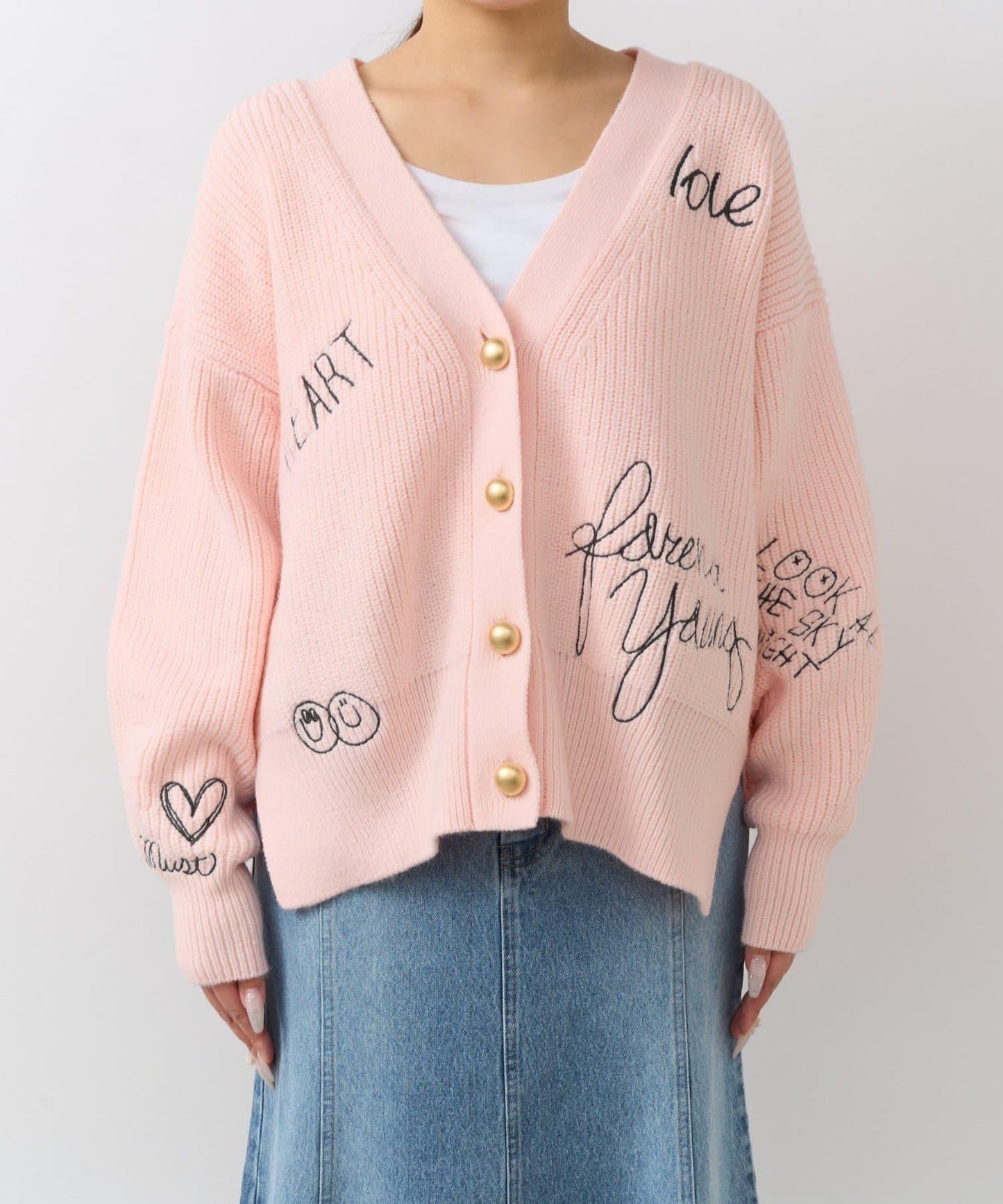 【大人玩趣】手寫風格標誌刺繡單面羅紋開衫