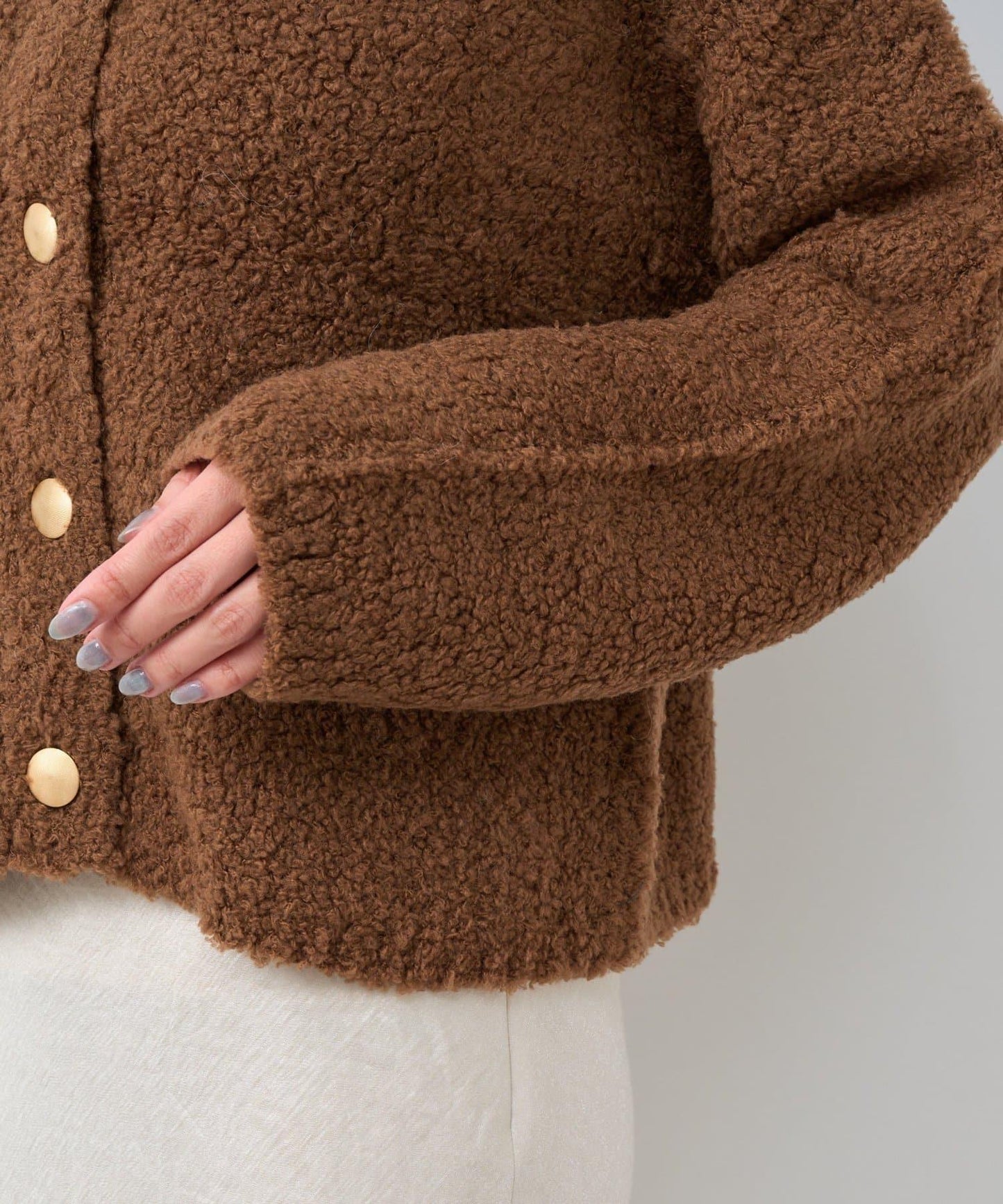 【適度休閒感】羊毛絨針織夾克開衫