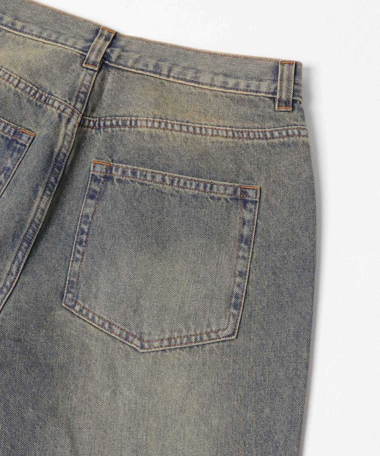 硬質水洗牛仔寬腿褲