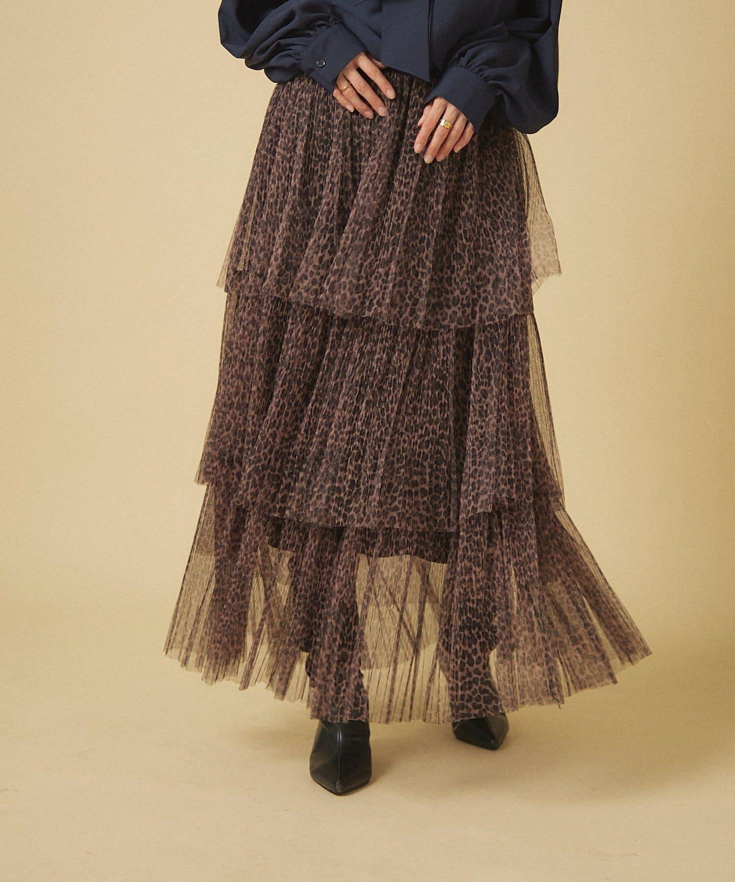 【nane】豹紋網紗半身裙