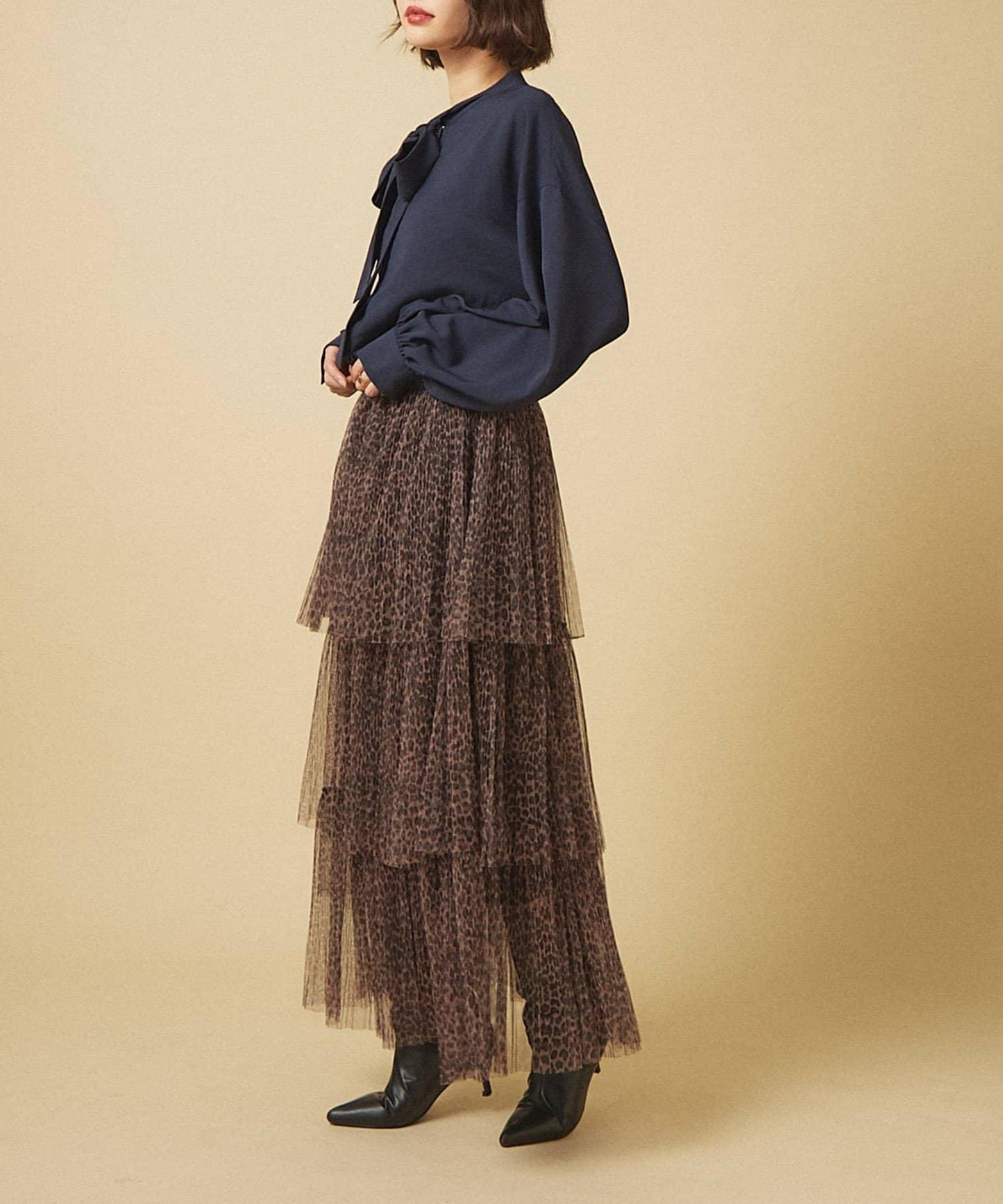 【nane】豹紋網紗半身裙