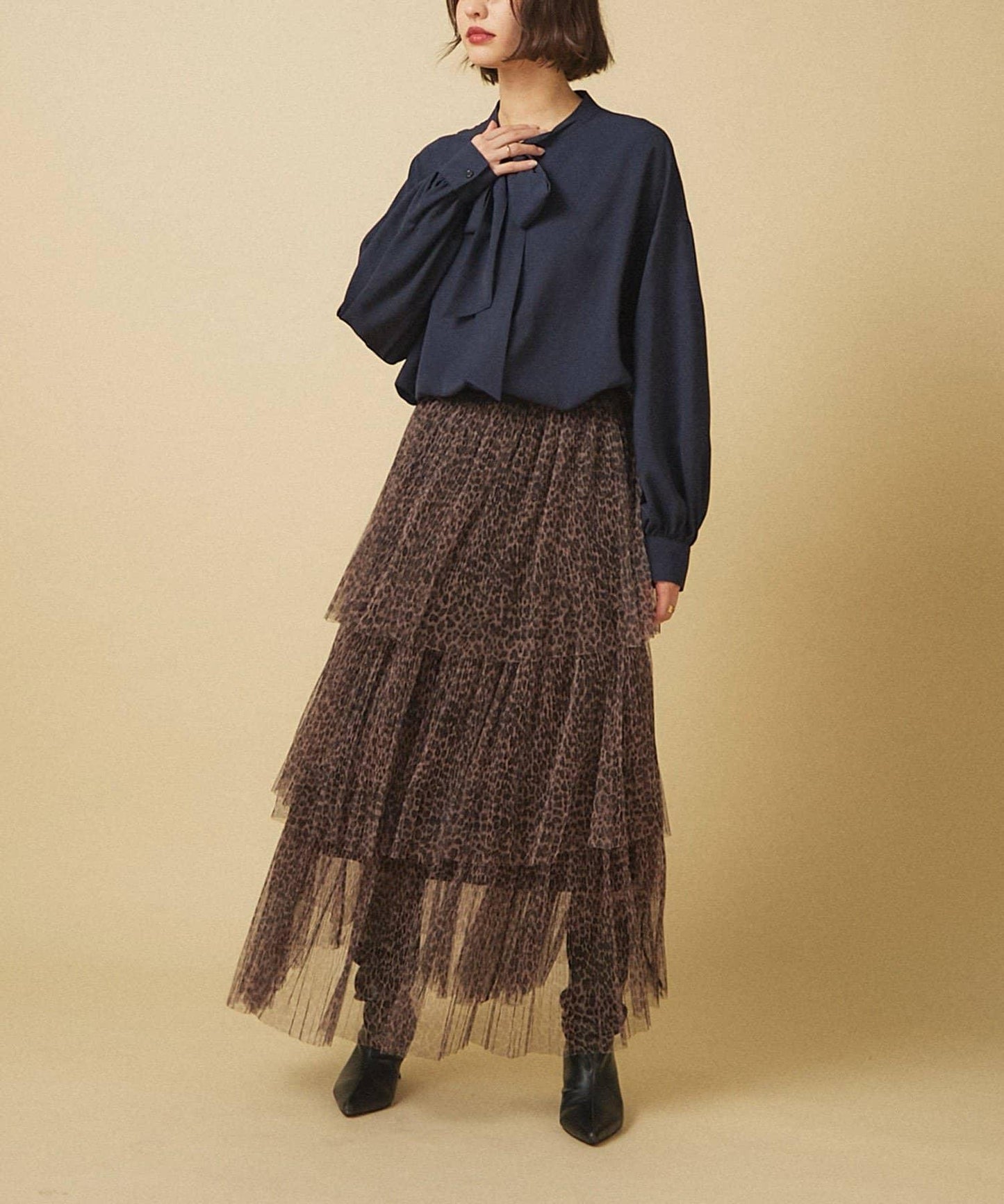 【nane】豹紋網紗半身裙