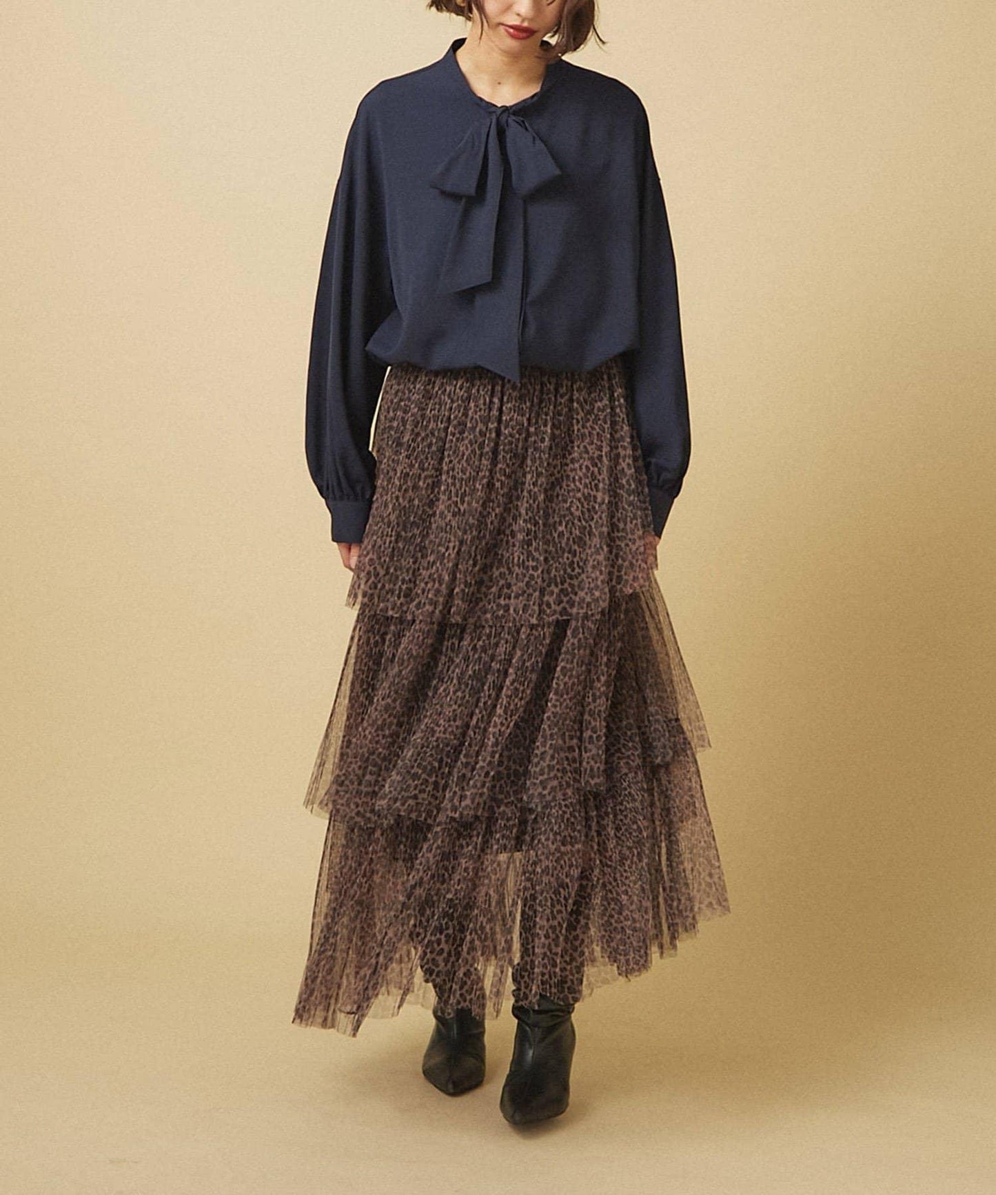 【nane】豹紋網紗半身裙