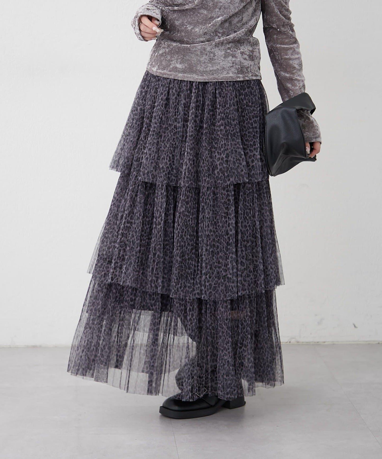 【nane】豹紋網紗半身裙