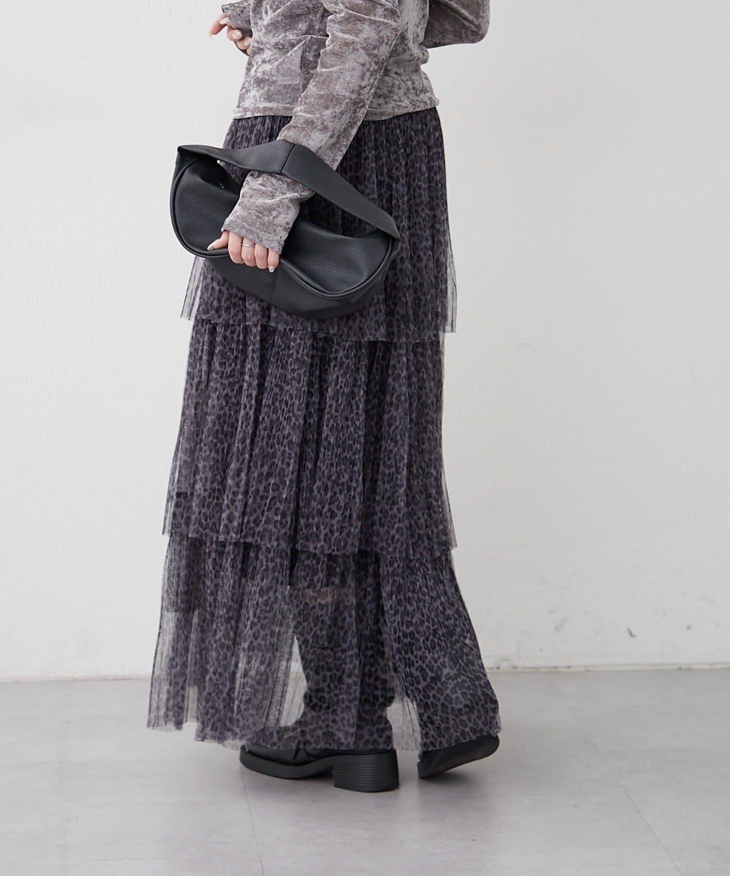 【nane】豹紋網紗半身裙