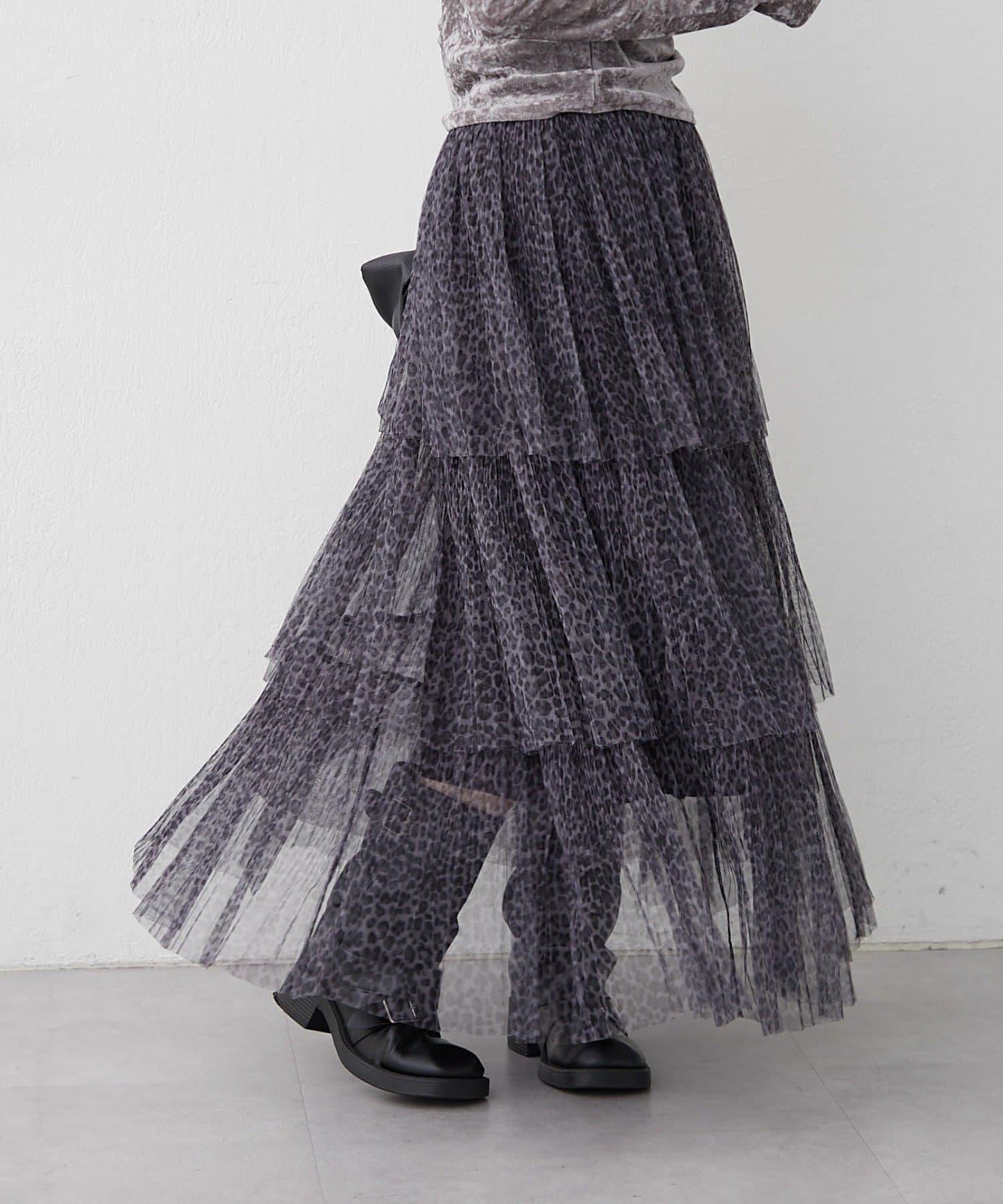 【nane】豹紋網紗半身裙