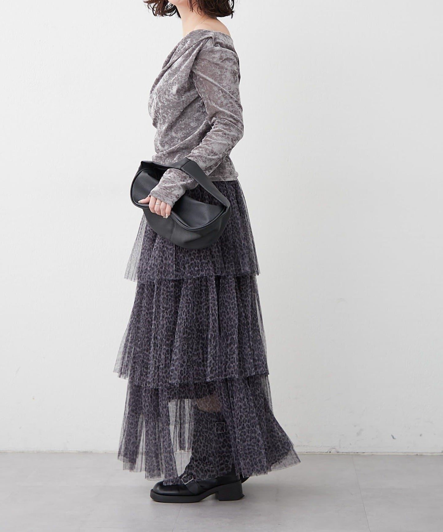 【nane】豹紋網紗半身裙