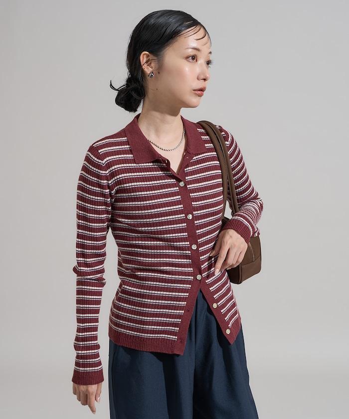 可水洗多色條紋針織POLO衫