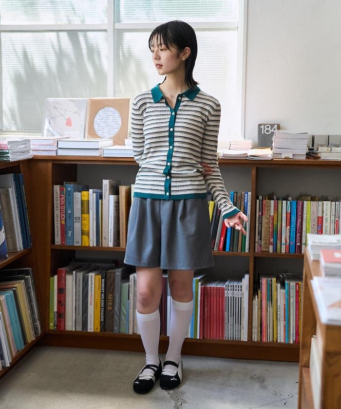 可水洗多色條紋針織POLO衫