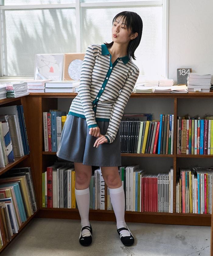 可水洗多色條紋針織POLO衫