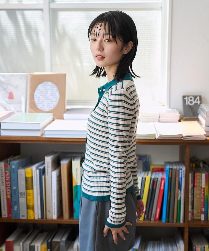 可水洗多色條紋針織POLO衫