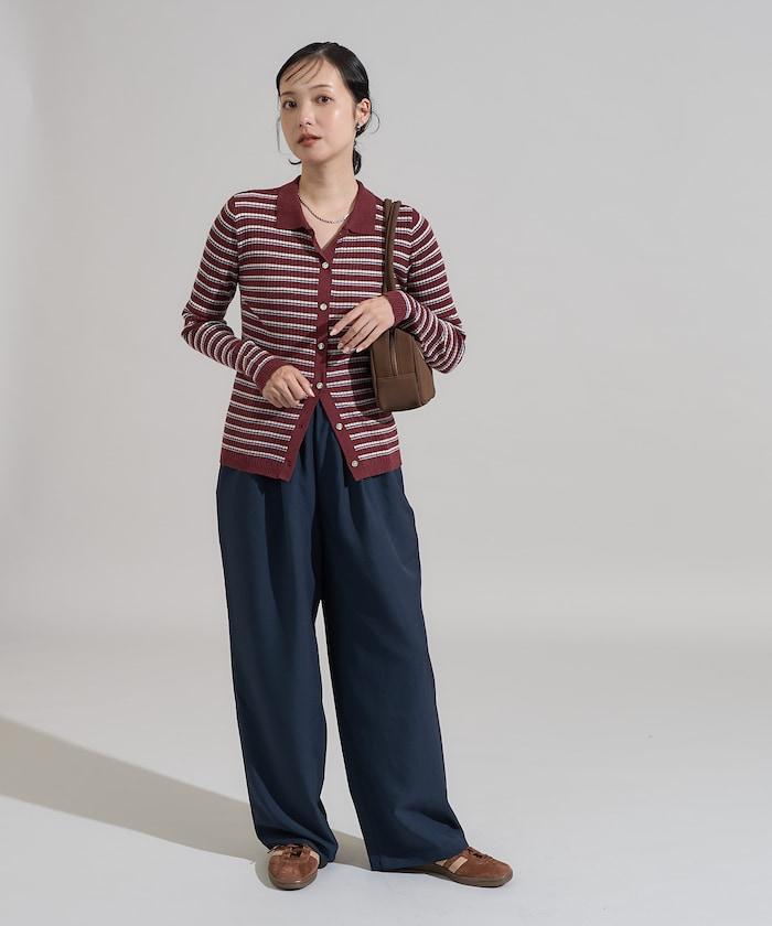 可水洗多色條紋針織POLO衫