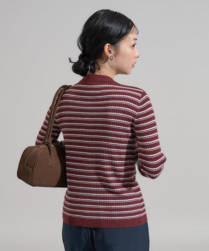 可水洗多色條紋針織POLO衫