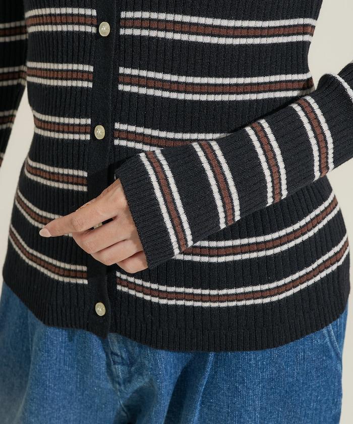 可水洗多色條紋針織POLO衫