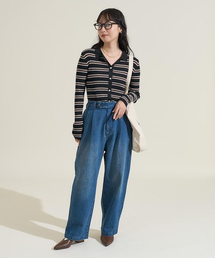 可水洗多色條紋針織POLO衫