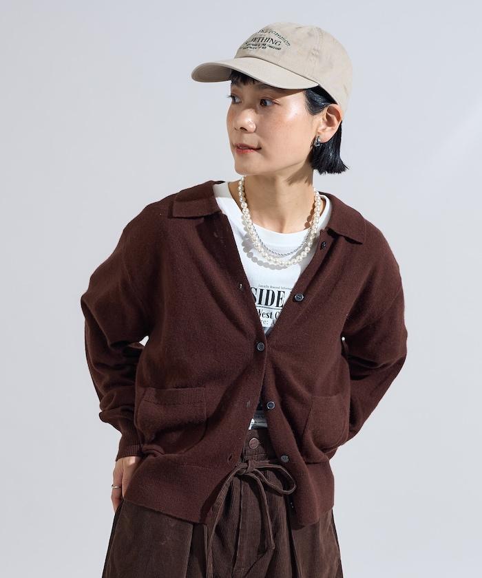 可機洗羊毛混紡翻領針織衫