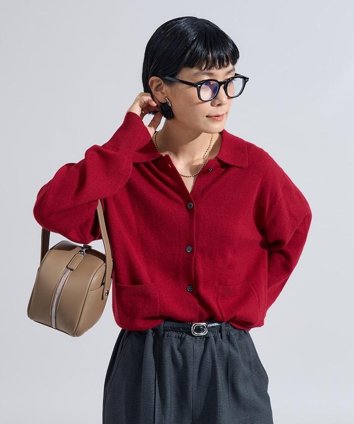 可機洗羊毛混紡翻領針織衫