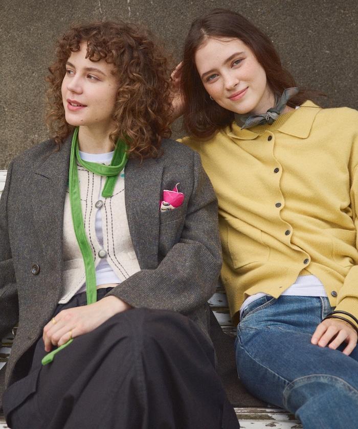 可機洗羊毛混紡翻領針織衫