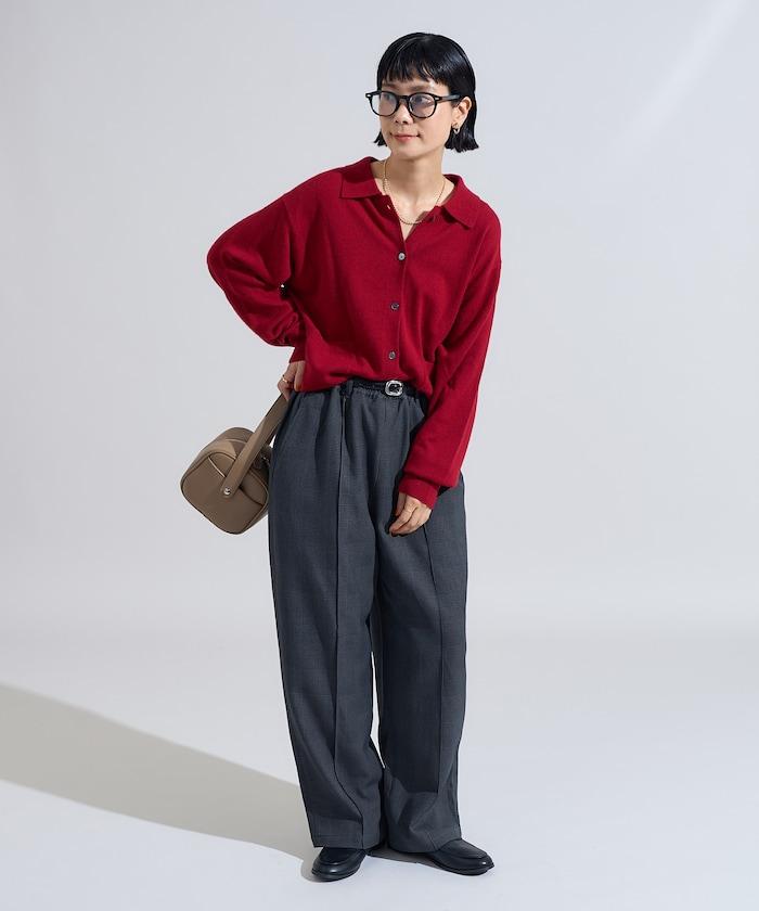 可機洗羊毛混紡翻領針織衫