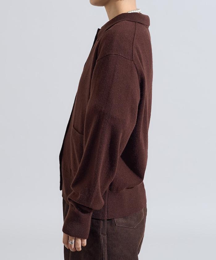 可機洗羊毛混紡翻領針織衫