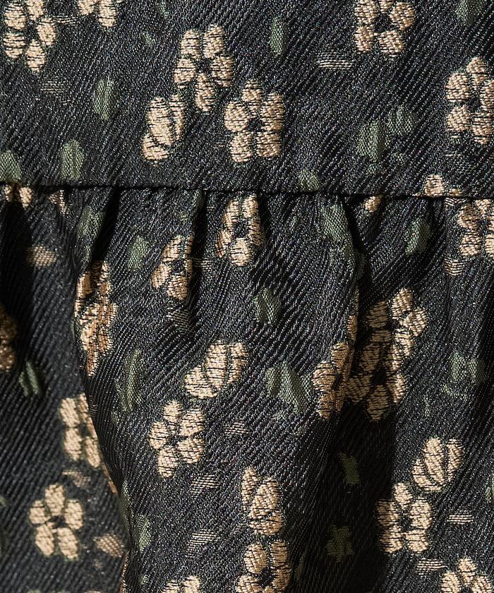 花卉提花後系蝴蝶結長款連衣裙