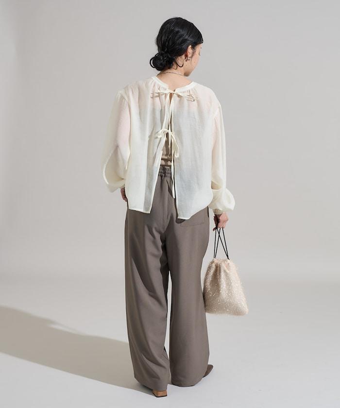 泡芙袖蝴蝶結兩穿襯衫