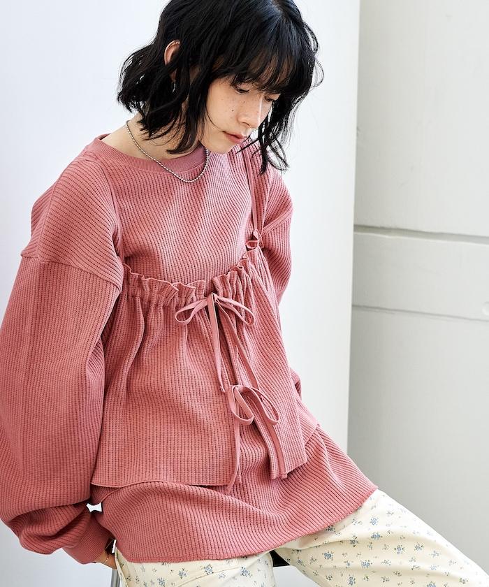 【套裝商品】華夫格長袖T恤與吊帶背心套裝