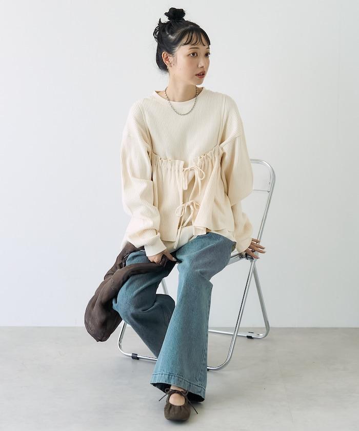 【套裝商品】華夫格長袖T恤與吊帶背心套裝