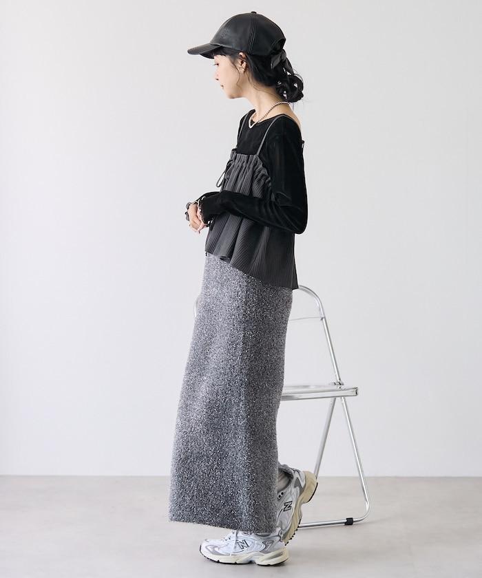 【套裝商品】華夫格長袖T恤與吊帶背心套裝