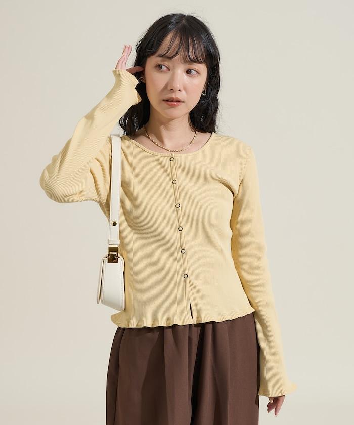 剪裁羅紋2WAY修身開衫/按扣開衫