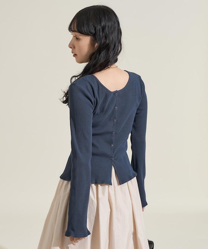 剪裁羅紋2WAY修身開衫/按扣開衫