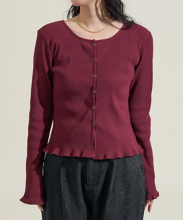 剪裁羅紋2WAY修身開衫/按扣開衫