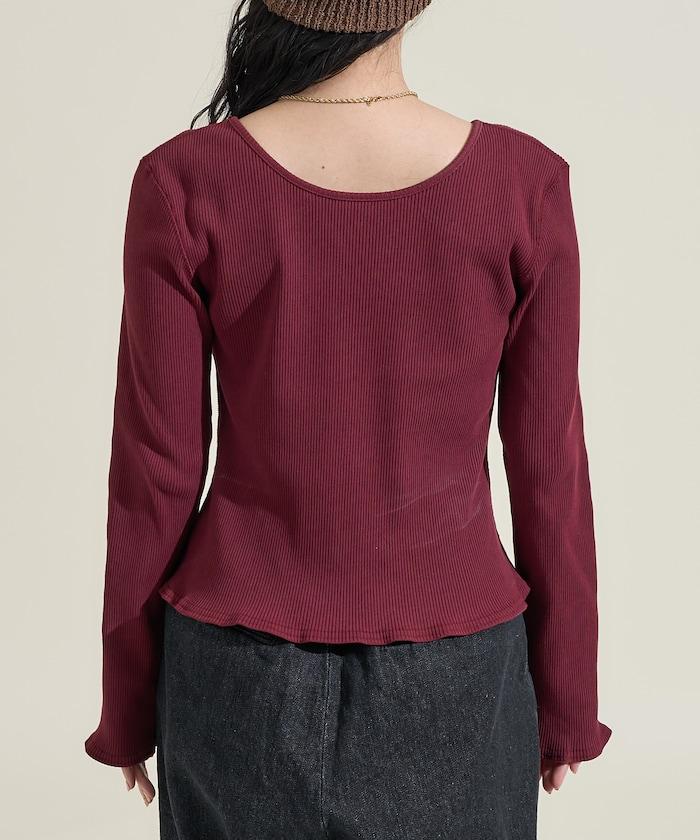 剪裁羅紋2WAY修身開衫/按扣開衫