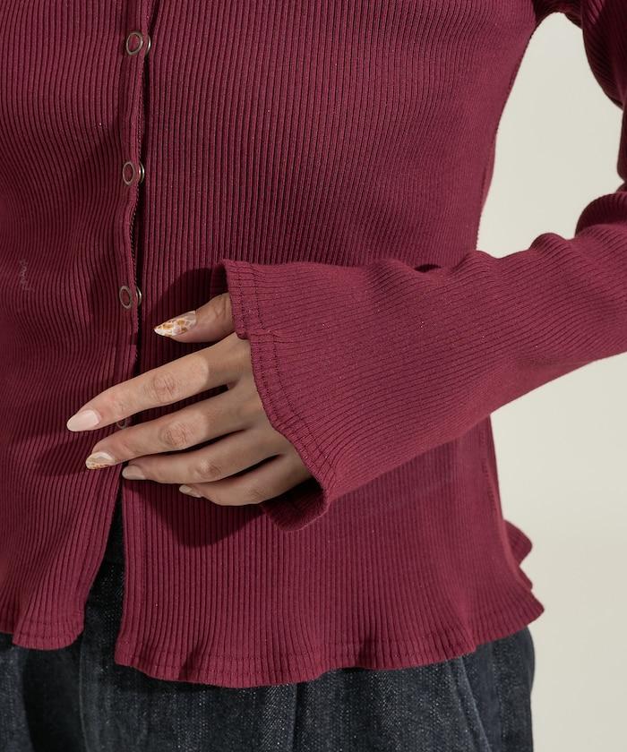 剪裁羅紋2WAY修身開衫/按扣開衫